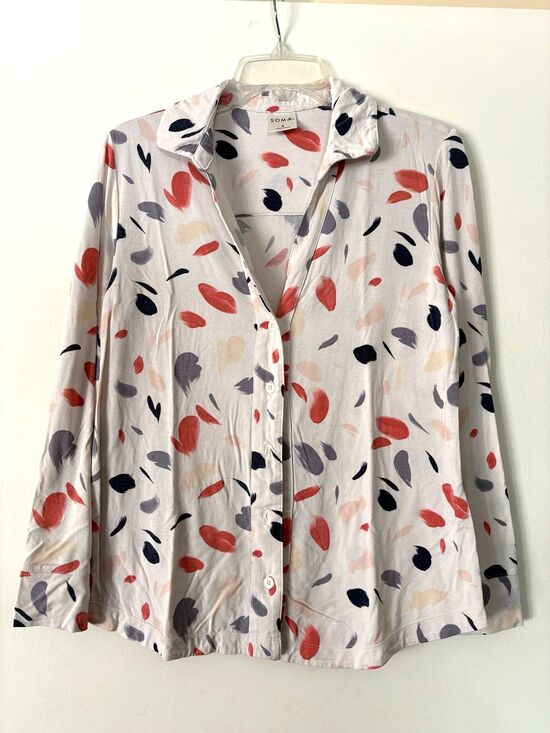Soma Other - Soma Cool Nights Pajama Set S Abstract Brushstroke Rayon Lounge Pants Pocket PJs
